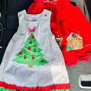 Festive Christmas Tree and Red Holiday Dress Set